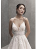 Beaded Ivory Lace Tulle Deep V Back Wedding Dress